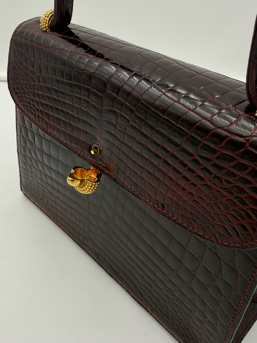 🐊MORABITO COUSU MAIN 1905 PARIS • TRAVIATA in Bordeaux CROCODILE Made in FRANCE - Picture 12 of 16